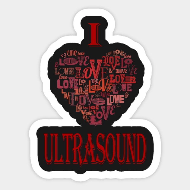 I Love Ultrasound Vintage Heart Sticker by Gavinstees